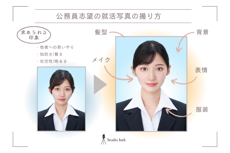 公務員志望におすすめの戦略的な就活写真の撮り方をプロが解説！【業界別の撮り方特集】1